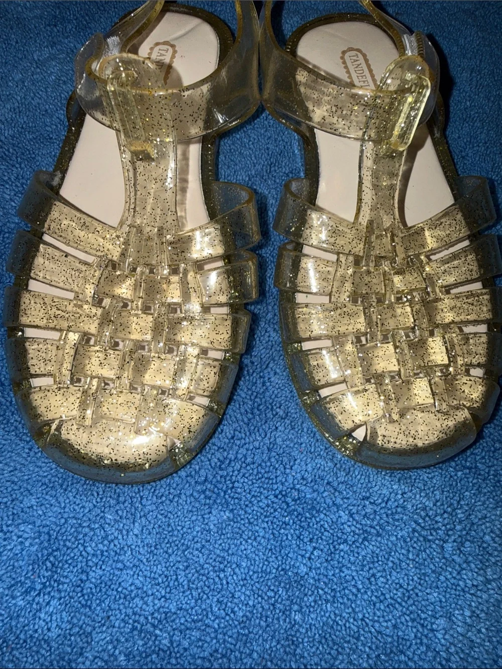 Gold Glitter Jelly Sandals - Kids Mary Jane Style